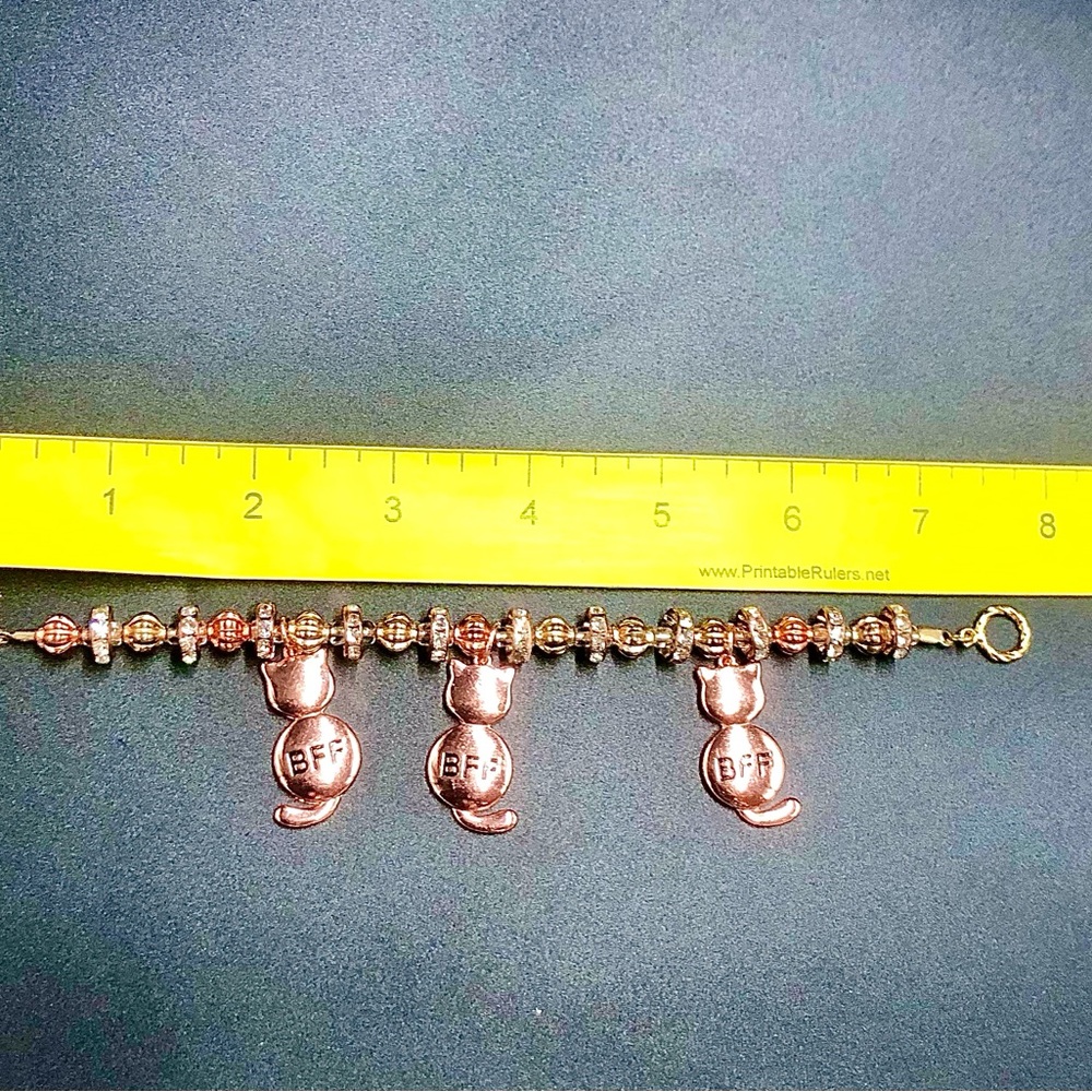 Rose Gold BFF Cat Charm Bracelet